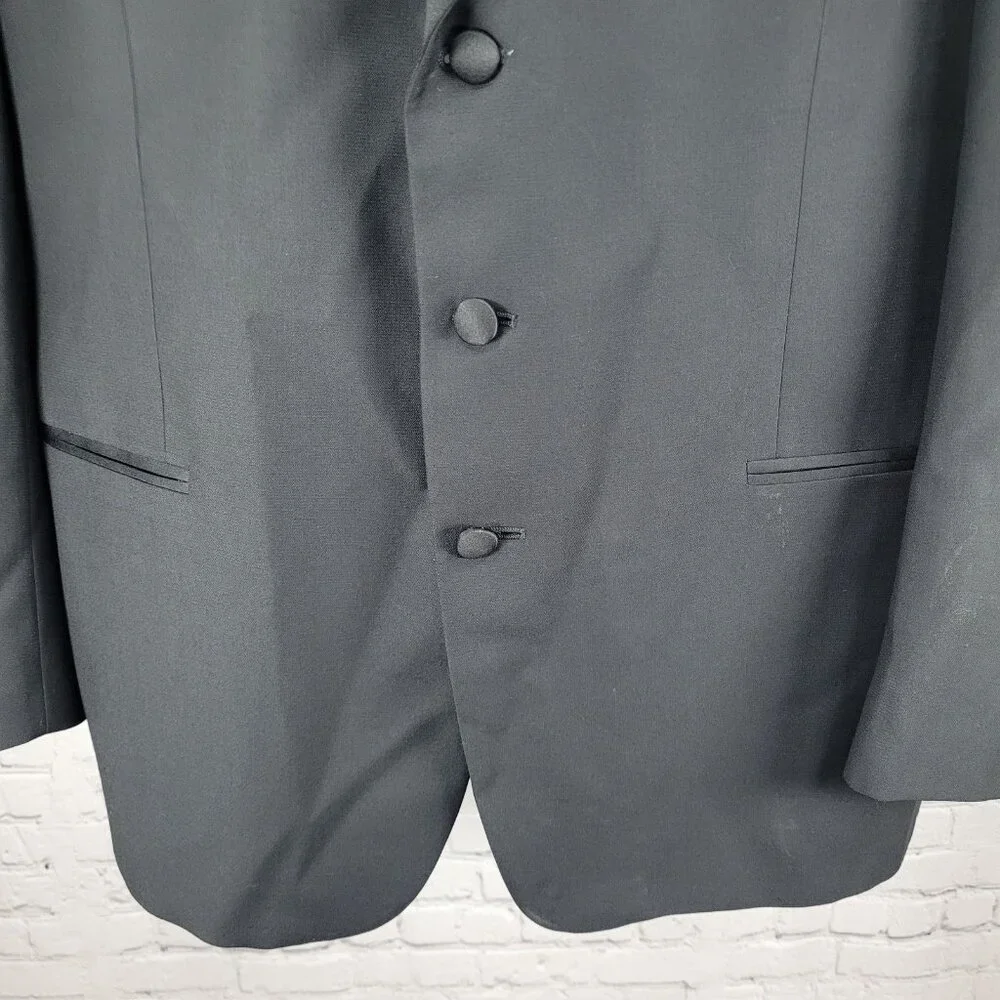 Vito Rufolo Black 100% Wool Comero Super 100's Tuxedo Suit Jacket Italy 44R